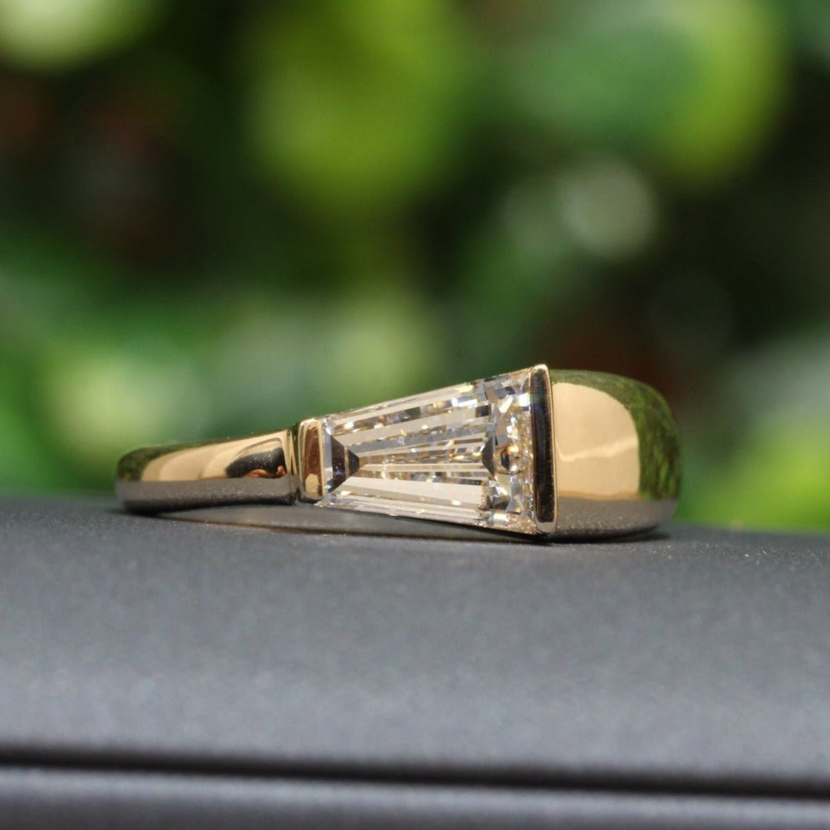 Tapered Baguette Cut Solitaire Lab Grown Diamond Ring in 10K - Front View