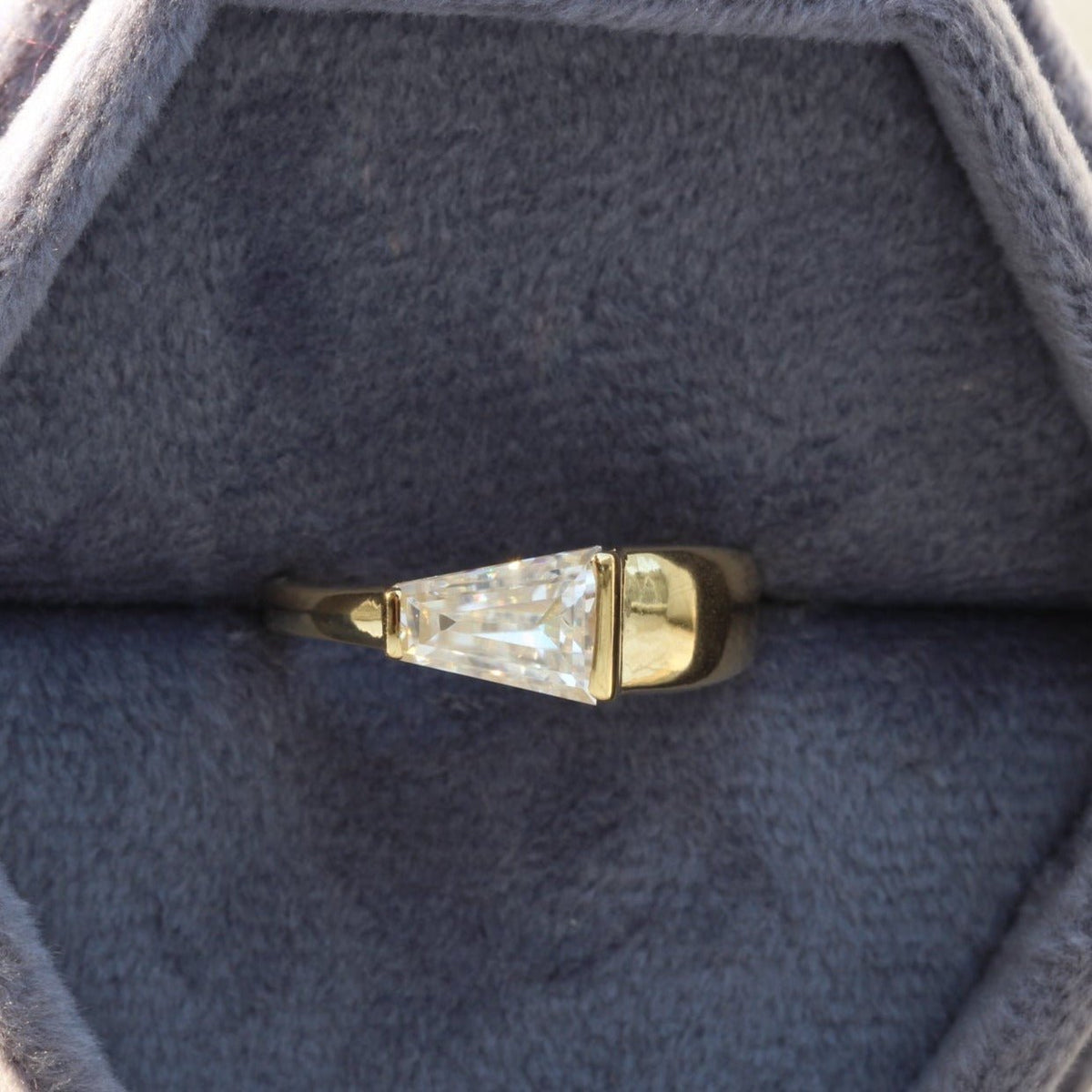 Tapered Baguette Cut Solitaire Lab Grown Diamond Ring - Profile View