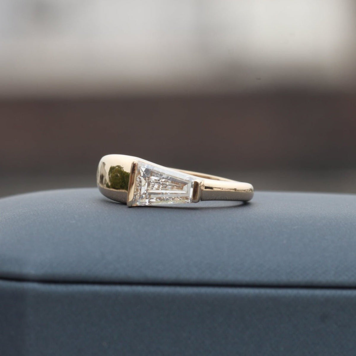 Tapered Baguette Cut Solitaire Lab Grown Diamond Ring - Close-up View