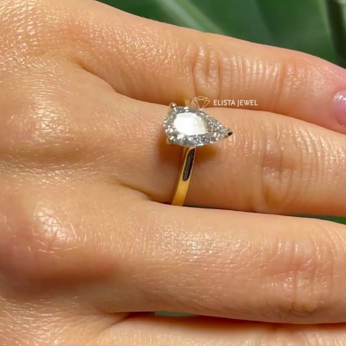 2CT Pear Diamond Solitaire Gold/Platinum Engagement Ring