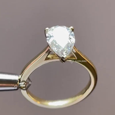 2CT Pear Diamond Solitaire Gold/Platinum Engagement Ring