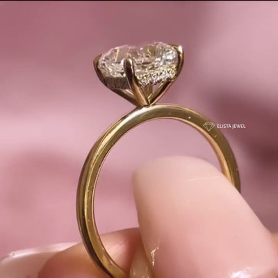 Hidden Halo Modified Cushion Cut Claw Prong Solitaire Engagement Ring