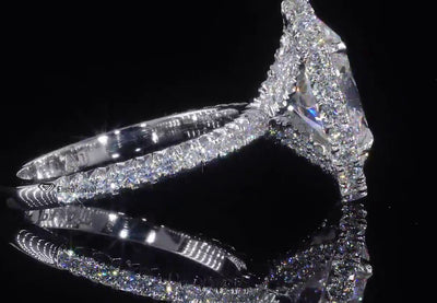 Oval Cut Halo Accent Engagement Ring