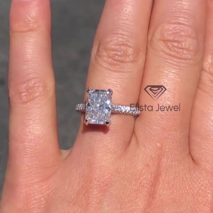 Radiant Cut Hidden Halo Engagement Ring