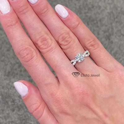 1.5CT Round Cut Lab Created Diamond Twisted Vintage Engagement Ring