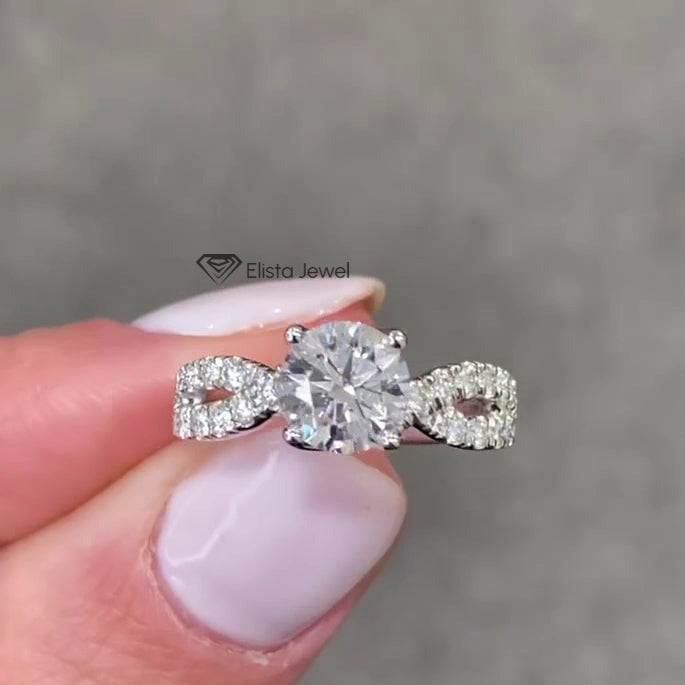 1.5CT Round Cut Lab Created Diamond Twisted Vintage Engagement Ring