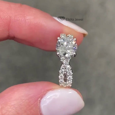 1.5CT Round Cut Lab Created Diamond Twisted Vintage Engagement Ring