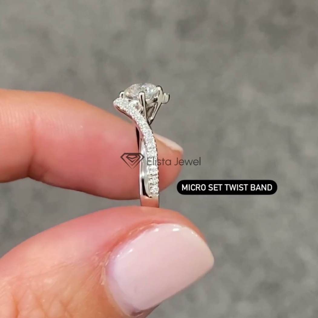 Brilliant Round Lab Grown Diamond Bypass Shank Engagement Ring